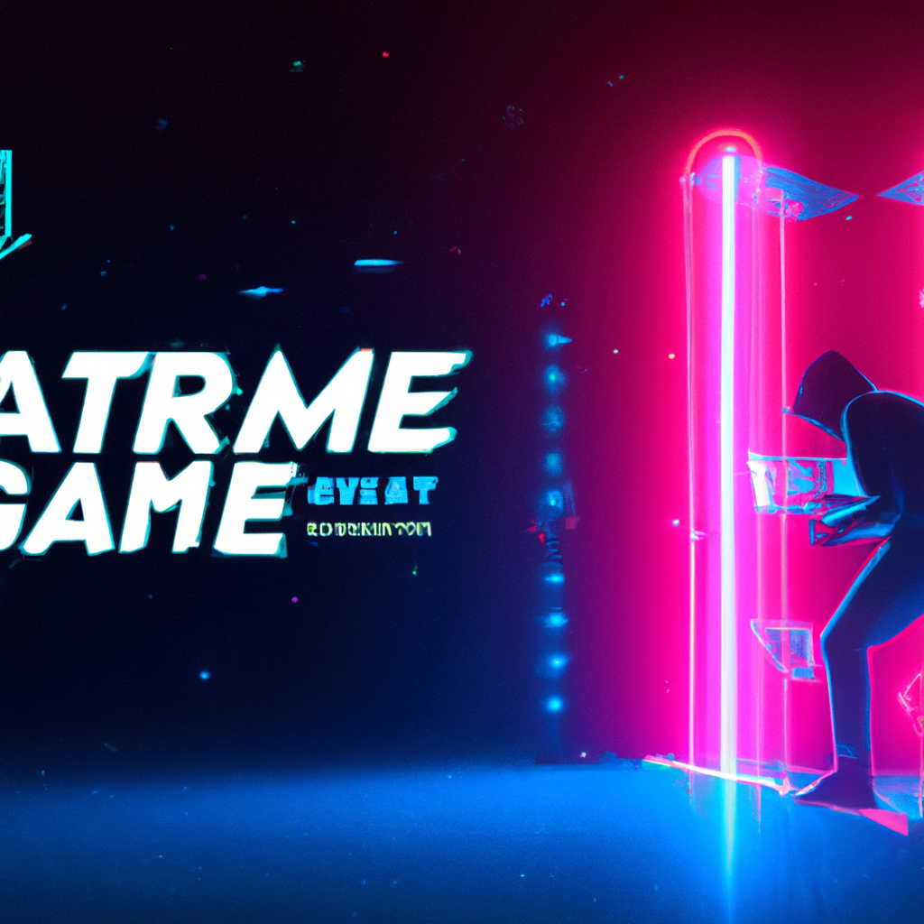 PulsePixel studio arcade scene with neon HUD